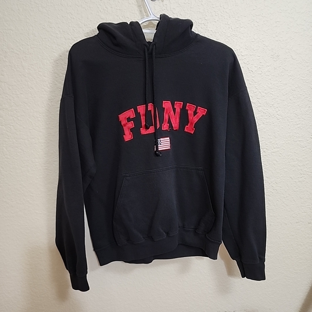 Gildan Black Hoodie with Red Lettering
